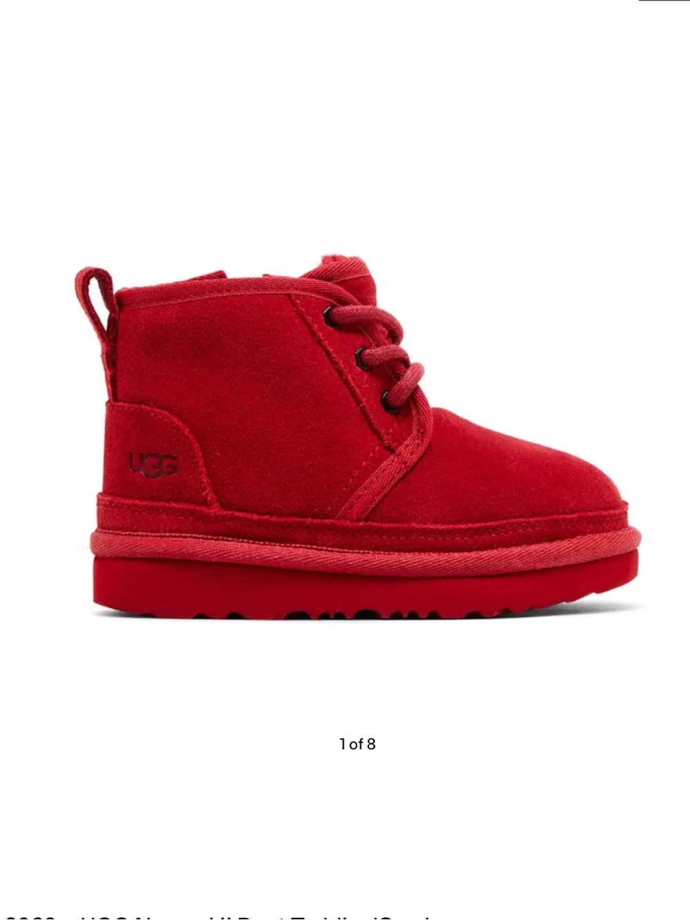 UGG Neumel Red Suede Toddler Lace-Up Boot.